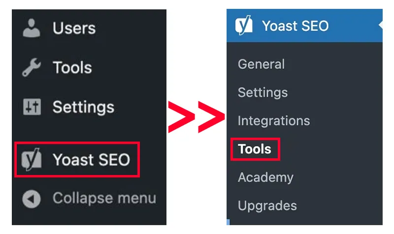 เมนู Yoast SEO และ SEO > Tools