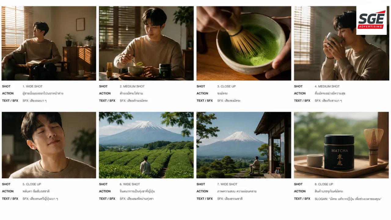 ภาพ Storyboard โฆษณา ที่สร้างโดย ChatGPT Images 2.0