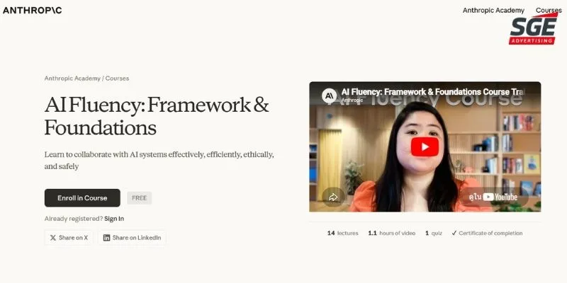 คอร์สเรียน AI ฟรี AI Fluency: Framework & Foundations คอร์สเรียน AI ฟรี AI Fluency: Framework & Foundations